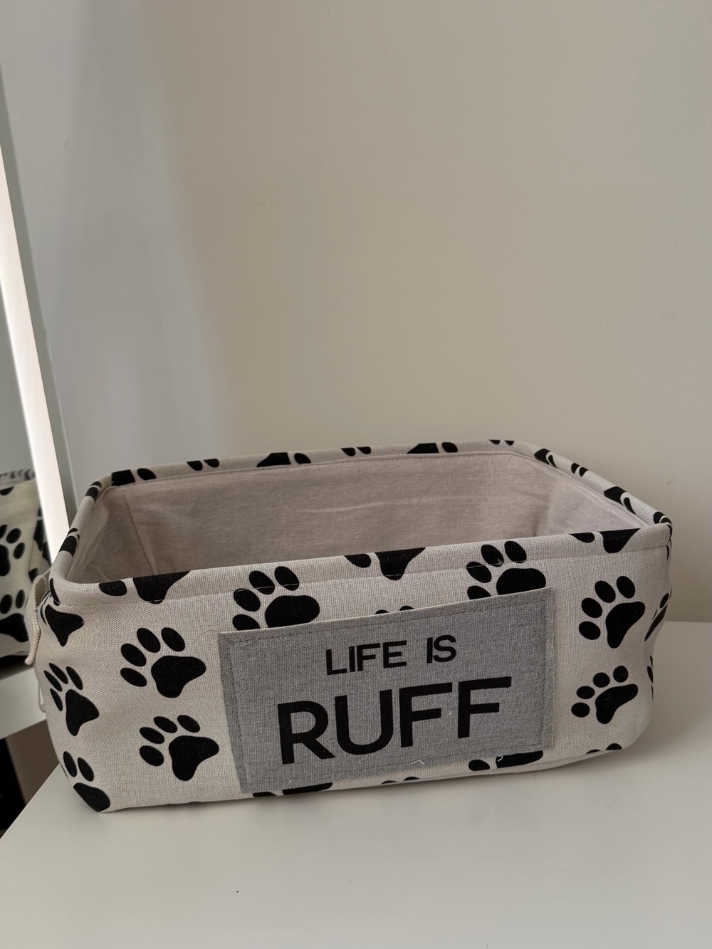 Life Is RUFF Paw Print Storage Basket
